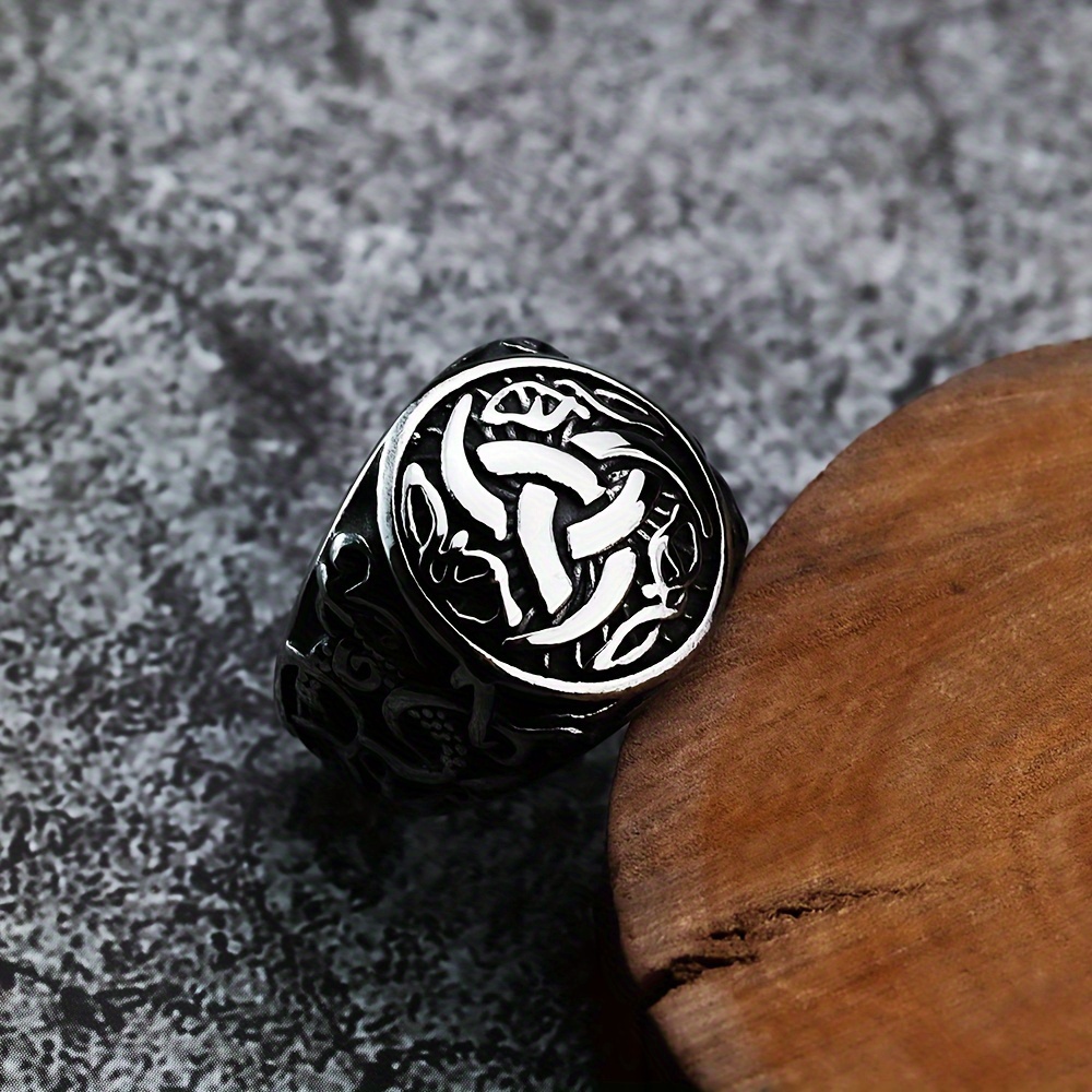 Vintage Viking Celtic Knot Dragon Pattern Titanium Steel Ring Men'S